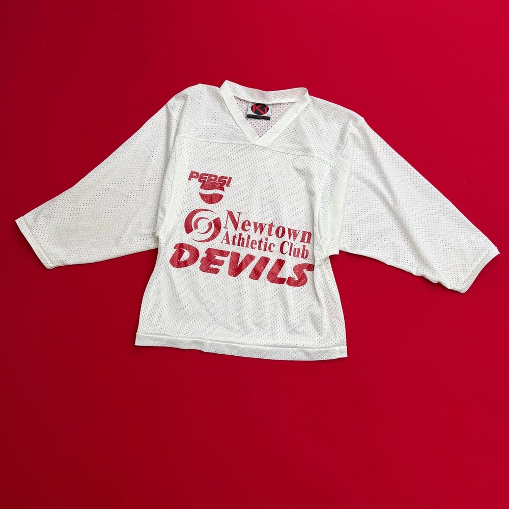 Vintage K1 Sportswear Pepsi Newtown Athletic Club Devils Mesh Jersey White YS